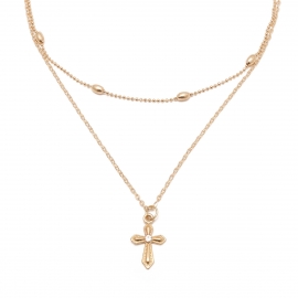 European and american cross-border jewelry retro exaggerated personality multi-layered necklace fashion simple cross pendant necklace necklace