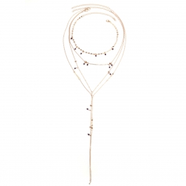 European and american cross-border jewelry simple multi-element set items handmade sequins multi-layer crystal exaggerated long necklace