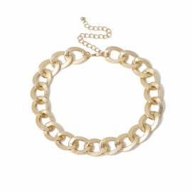 European and american cross-border jewelry, simple hip-hop punk metal texture necklace, personalized water ripple hemp chain necklace