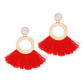 Personality large earrings european and american personality alloy jewelry ladies popular diamond tassel round earrings wholesale