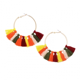 European and american jewelry wholesale personality round earrings ethnic style tassel earrings exaggerated holiday earrings women