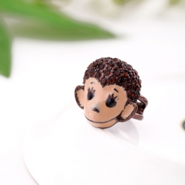 European and american fashion jewelry wholesale cute diamond cartoon little monkey lady ring retro alloy ring