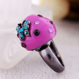 Qingdao european and american fashion jewelry wholesale alloy cute diamond small mushroom ladies ring ring