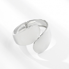 Simple and versatile mirror ellipse double-headed symmetrical spring open product wide side bracelet explosive alloy bracelet