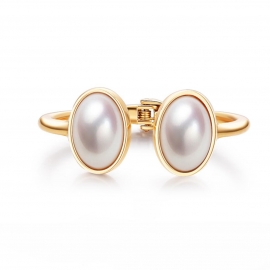 European and american explosive bracelet retro minimalist symmetrical bracelet oval opening crystal pearl gold plated bracelet lady