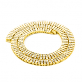 Cross-border source of three-drainage diamond zinc alloy mens hip-hop bling necklace hot selling jewelry wholesale