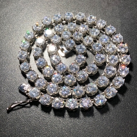 European and american mens hip hop new 6mm stainless steel claw set zircon row necklace