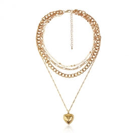 European and american cross-border jewelry, personalized punk style love pendant, thick chain ladies multi-layer necklace