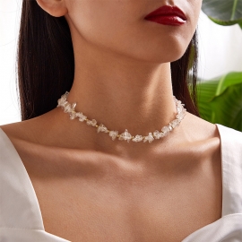 Fashion creative style european and american style hand-made irregular crystal short necklace