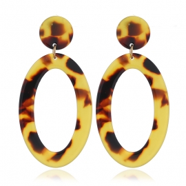 Amazon cross-border trend earrings, european and american fashion exaggerated geometric oval acetate plate leopard print earrings