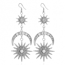 European and american fashion big brand exaggerated earrings bohemian alloy diamond sun moon earrings female factory direct sales