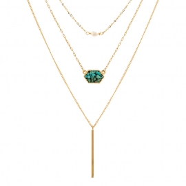 European and american new hot-selling fashion simple sexy street shooting natural turquoise accessories long pendant multi-layer necklace