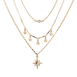 Hot-selling accessories in europe and america wish aliexpress amazon fashion personality six-pointed star diamond sun multi-layer necklace