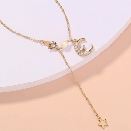 European and american cross-border ins niche design cold wind ladies necklace creative star and moon wind wild necklace clavicle chain