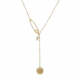 Fashion hot-selling versatile multi-layer metal necklace personalized letter natural stone pearl map pendant lady card neck chain