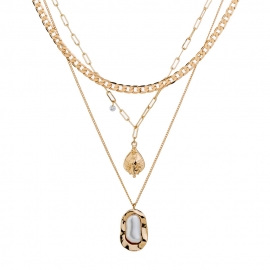 European and american hot-selling new products accessories wild water droplets metal texture texture multilayer pearl necklace female ins