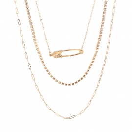 Ins tide european and american cross-border multi-layer necklace fashion jewelry personality simple long diamond pin clavicle chain