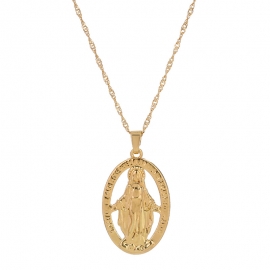 Amazon hot selling necklace, european and american trendy personality wild metal portrait pendant clavicle chain