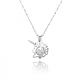 European and american fashion simple animal unicorn pony necklace can be opened and closed pearl cage pendant unicorn necklace