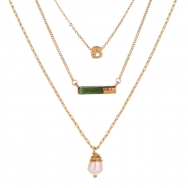 Elegant and simple design, ladies multi-layer natural rice bead necklace, slender and versatile handmade