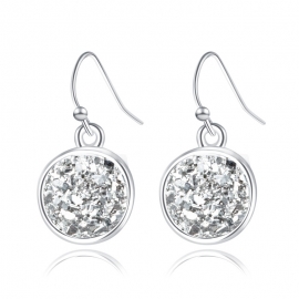 Fashion new crystal cluster love earrings exquisite silver round natural stone earrings christmas gifts
