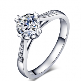 Simulation diamond zircon plated 18k white gold group diamond ring women proposal wedding diamond ring