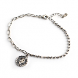 Retro distressed portrait avatar round tag s925 sterling silver round bead bracelet bracelet ornament female