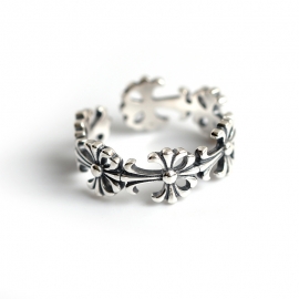 S925 sterling silver cross flower open ring ring bracelet female