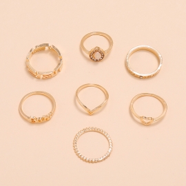 European and american hot-selling trendy punk hip-hop style ring fashion personality simple alloy diamond 5-piece ring