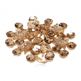 European and american foreign trade alloy rose flower opening adjustable ring fashion trend personality creative exaggerated diamond ring