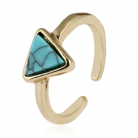 Creative fashion personality turquoise ethnic bohemia triangle ring foreign trade jewelry export jewelry ring