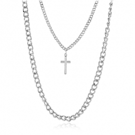 Cross sweater chain fashion simple religious madonna multilayer necklace