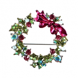 High-grade brooch with bow-knot clothing decoration hollow christmas wreath