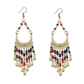 Yamas new xun hot-selling earrings, rice beads long tassel earrings, jewelry yiwu factory spot earrings wholesale