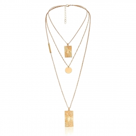 European and american cross-border jewelry creative embossed geometric necklace sweater chain women retro multilayer simple star necklace