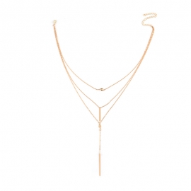 Cross-border hot-selling jewelry in europe and america, fashionable womens street style jewelry, simple and simple multi-layer copper bead clavicle metal bar necklace