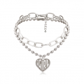 European and american cross-border jewelry creative exaggerated cross round bead chain necklace female retro heart-shaped letter embossed necklace