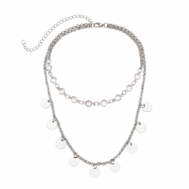 European and american cross-border fashion jewelry, retro simple and versatile business items, crystal sequin multilayer necklace, clavicle chain