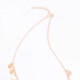 European and american jewelry retro simple fashion trendy metal sequined tassel short necklace