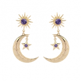 Ornamental jewelry creative exaggerated stars and moon diamond earrings female european and american style commuter earrings