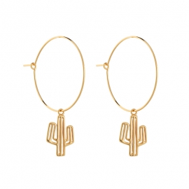 Creative hollow cactus hoop earrings personality japanese and korean fashion trendy holiday earrings