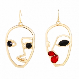 Cartoon face earrings female personality creative korean style exaggerated hollow modern asymmetric earrings