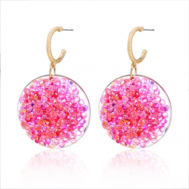 Net red explosion earrings fashion sweet and cute earrings transparent acrylic glitter filled earrings one generation