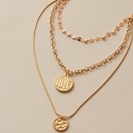 European and american cross-border jewelry love round brand pendant chain multi-layer necklace