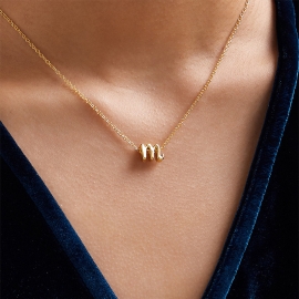 Simple and classic alloy letter m pendant ladies necklace