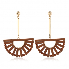 European and american cross-border new product ethnic style exaggerated wood braided earrings amazon hot sale alloy geometric creative earrings