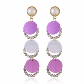 European and american new fashion exaggerated trend earrings long geometric sequined alloy diamond earrings women pearl jewelry