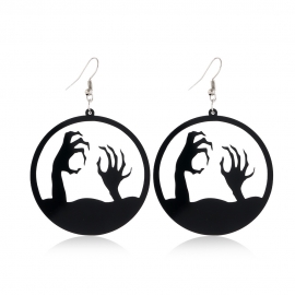 European and american cross-border jewelry creative new product scary spider pumpkin witch black cat round acrylic halloween earrings