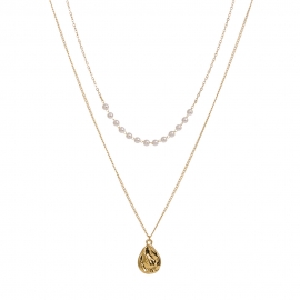 Wish aliexpress hot-selling golden shaped water drop tag necklace handmade pearl necklace summer beach accessories