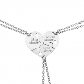 European and american hot sale fashion lettering korean necklace, stainless steel heart three-piece pendant jewelry wholesale in stock